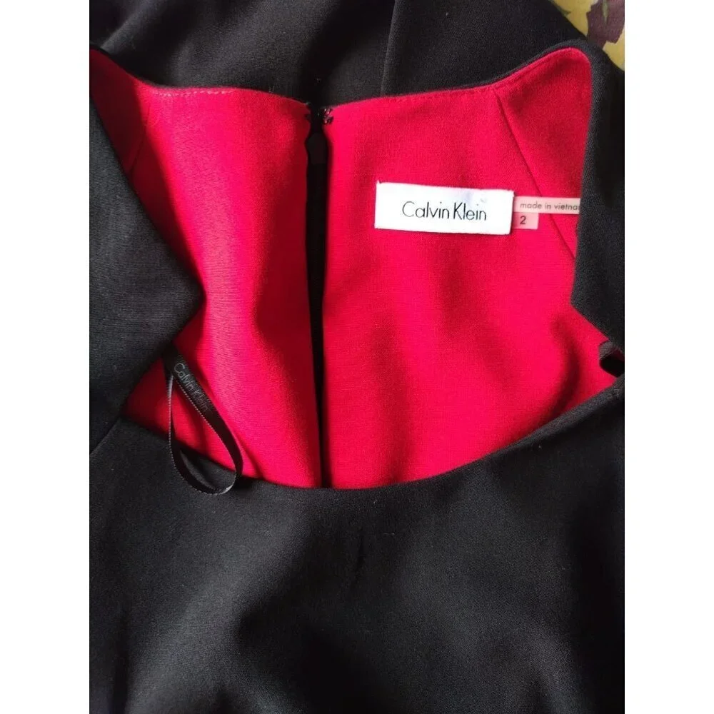 CALVIN KLEIN, 3/4 sleeved polyester midi dress, for women, black, Size 2, NWT.